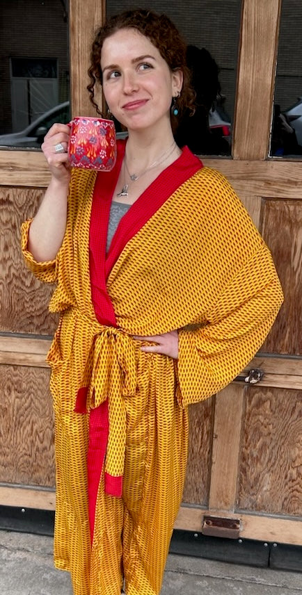 Robes: Upcycled Silk Long Kimono (Various Designs/Colors)