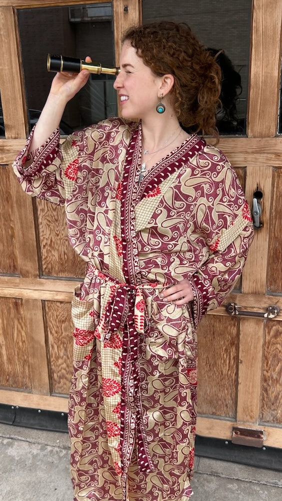 Robes: Upcycled Silk Long Kimono (Various Designs/Colors)