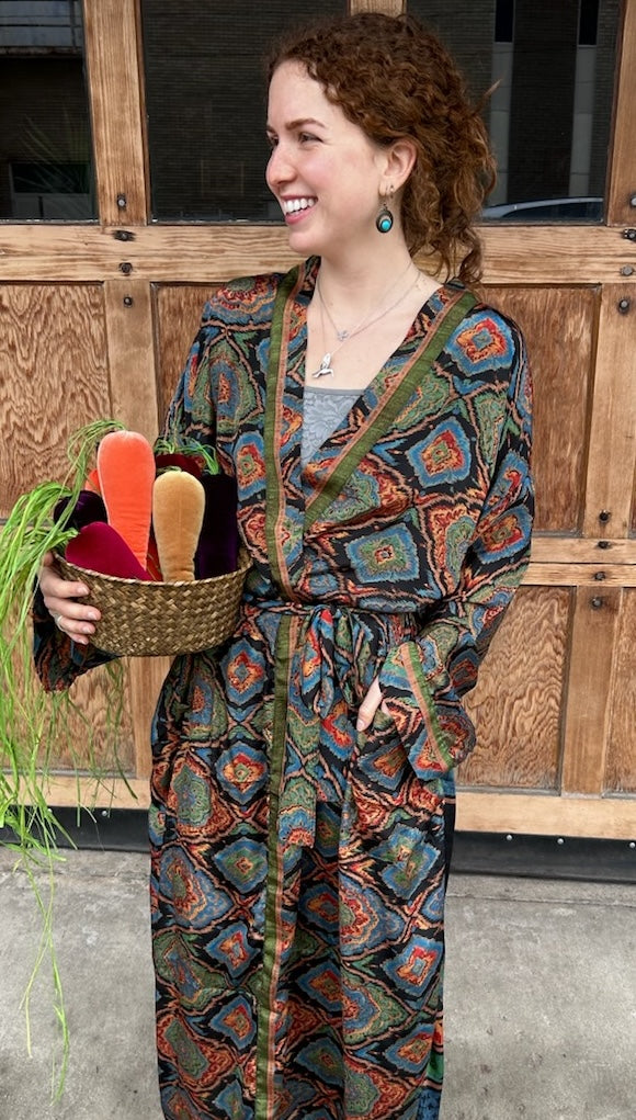 Robes: Upcycled Silk Long Kimono (Various Designs/Colors)
