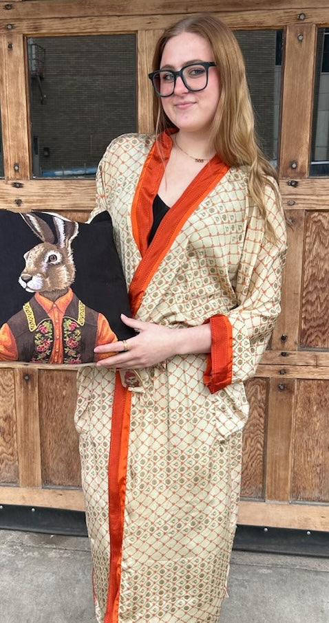 Robes: Upcycled Silk Long Kimono (Various Designs/Colors)