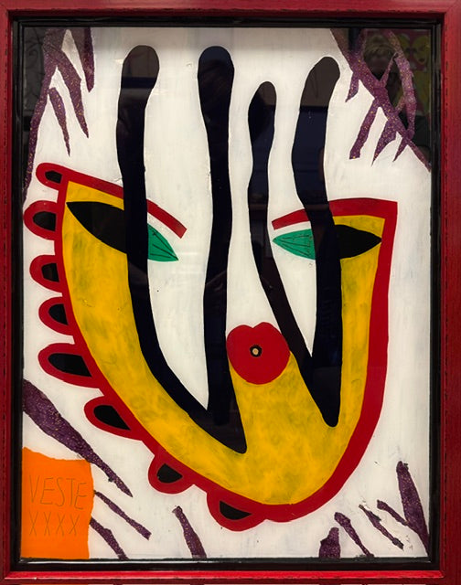 Art: Malles Meje Original Art Entitled Veste XXXX/Acrylic on Glass 20 x 20 (Restored)