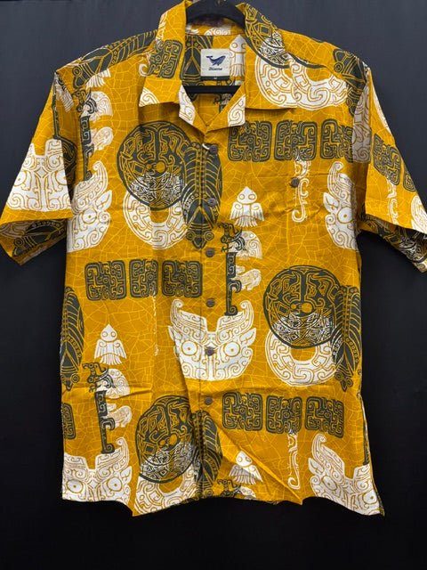Shirt: Mens Short Sleeve Yume Shirt: The brilliant tripod patterns Shirt Camp Collar