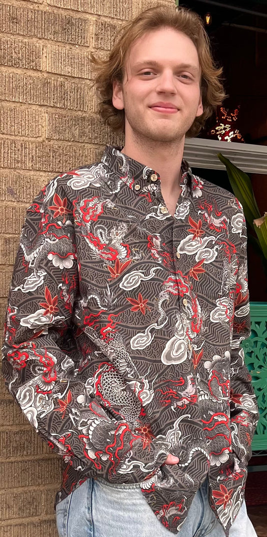 Men's Long Sleeve Shirt: The Dragon's Flight