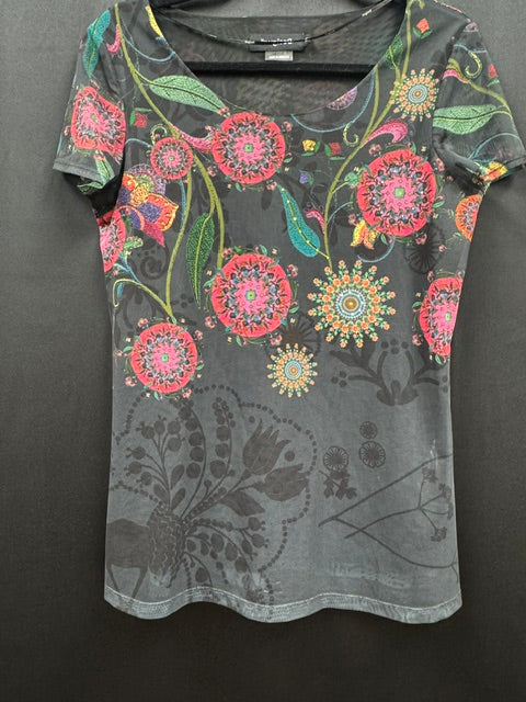 Blouse: Desigual Brand Two Layer Mesh and Cotton blouse