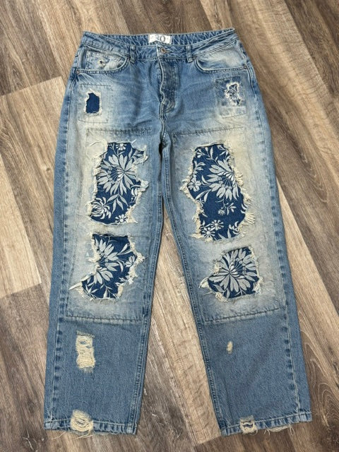 Denim: Free People Patchwork  Relaxed Fit Jeans (Second Chances)