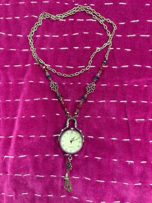 Pocket Watch: Red/Purple Stones Magnifying