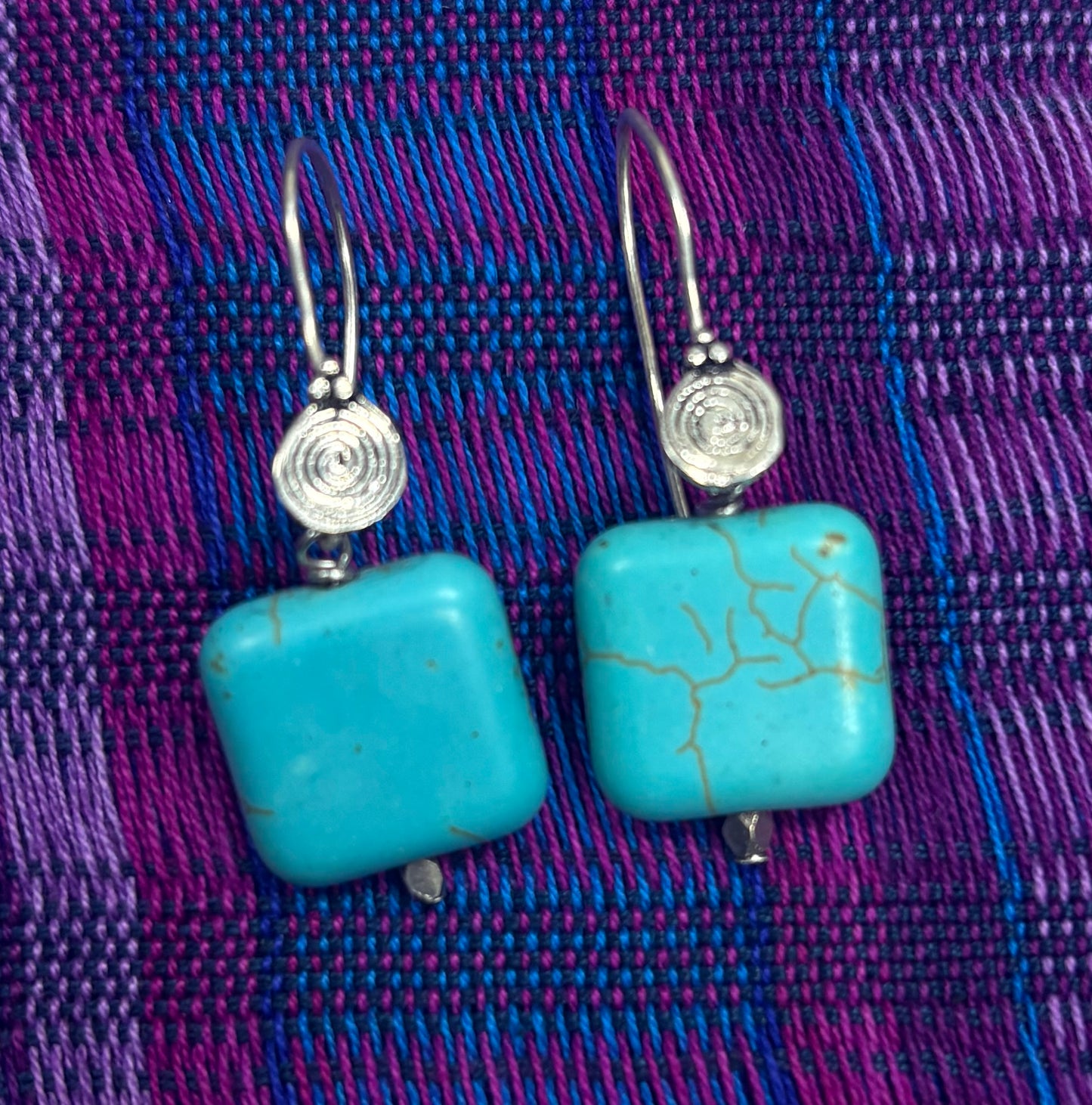 Earrings: Turquoise Drop with Silver Finding