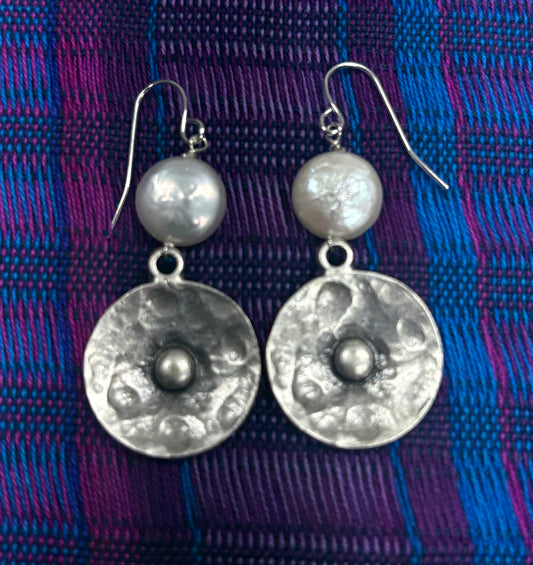 Earrings: Hammered Circle Drop