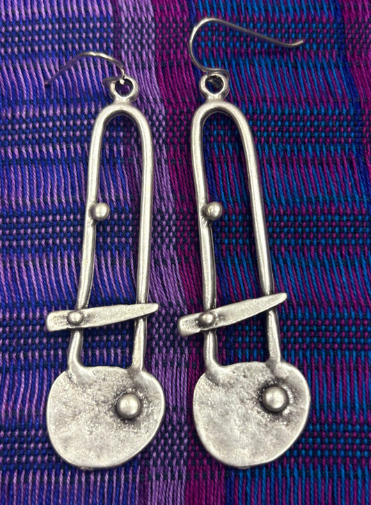 Earrings: Hammered Silver Drop