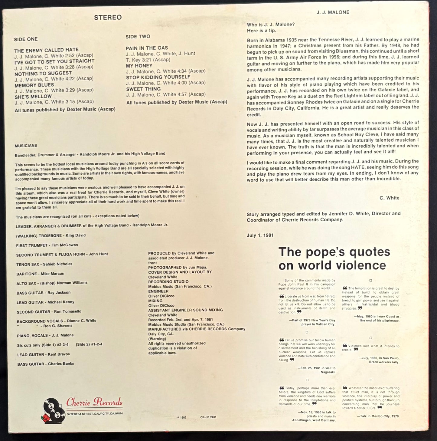 Malone, J.J. - The Enemy Called Hate  (JK)