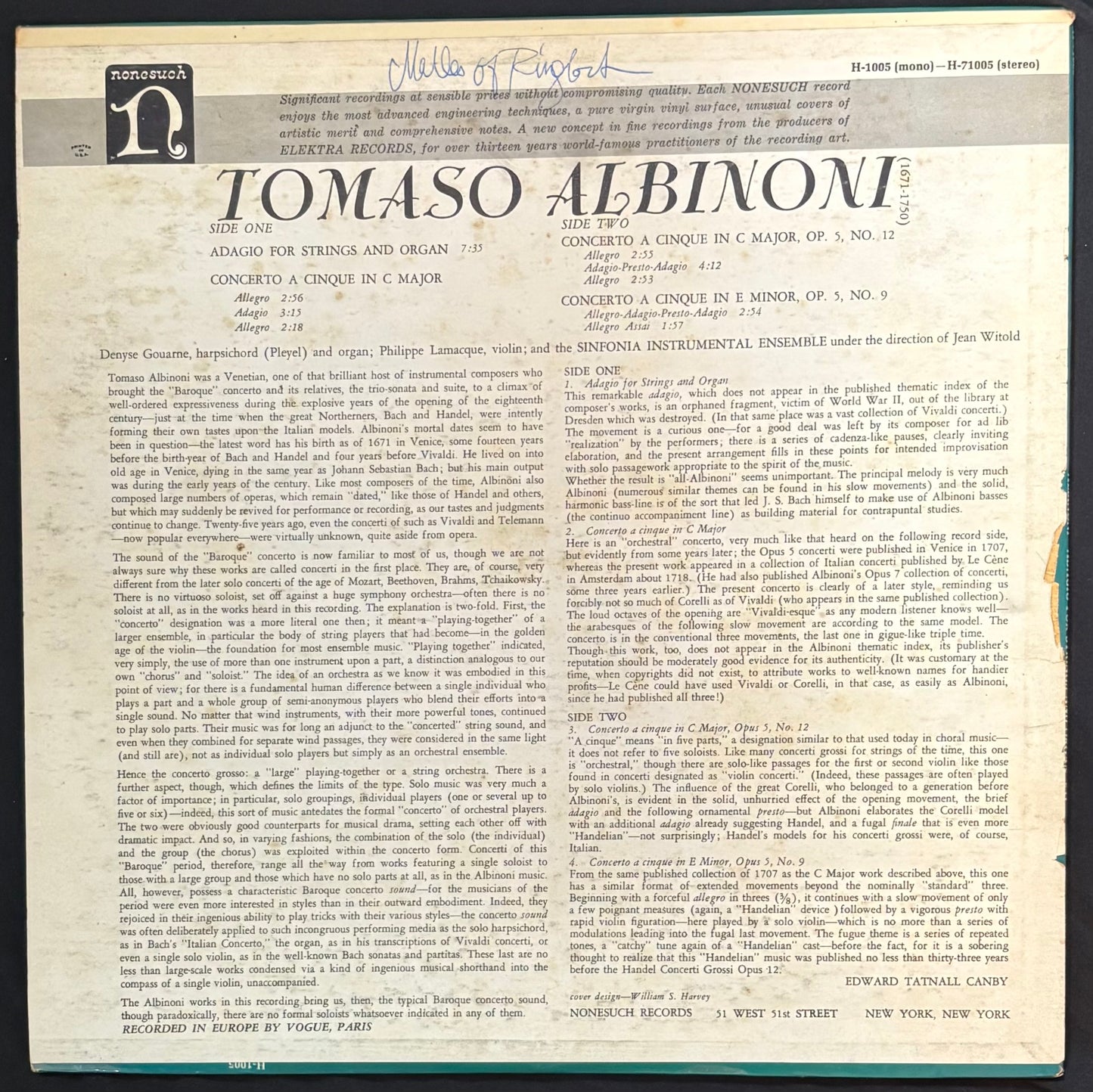 International: Albinoni, Tomaso (JK)