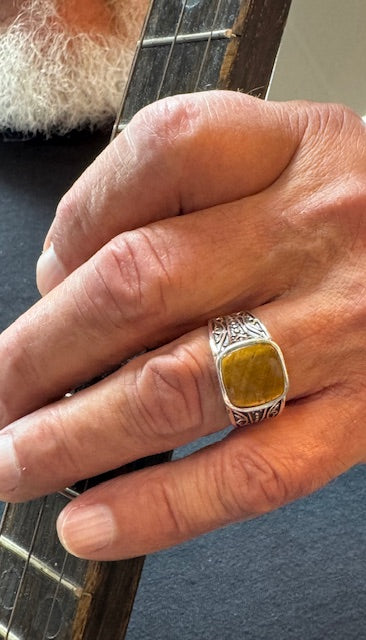 Rings: Tiger Eye Sterling Silver Man's Ring