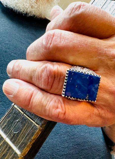 Rings: Lapis Sterling Silver Men's Ring