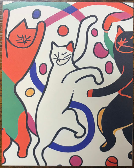 Art Print: Matisse Style Cat Dance Party