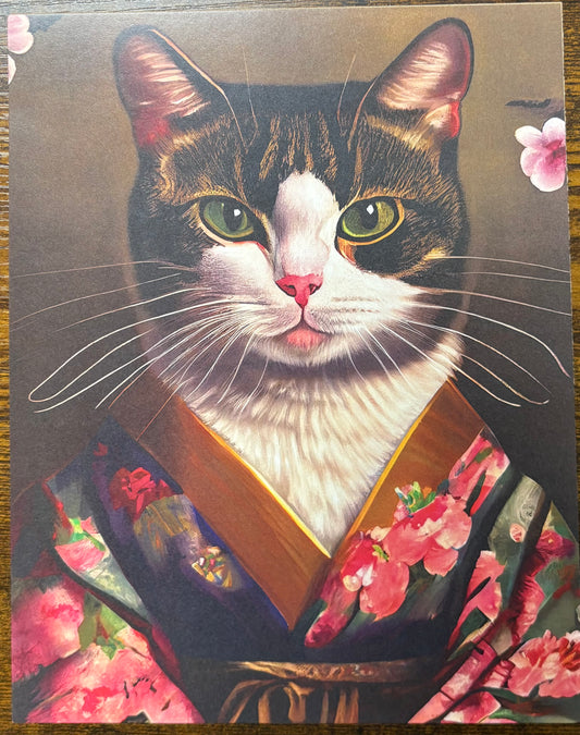 Art Print: Japanese Cat Illustration Art Print - Unique Gift for Cat Lovers