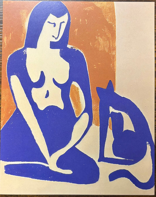 Art Print: Henri Matisse Inspired Cat and Woman Art Prin