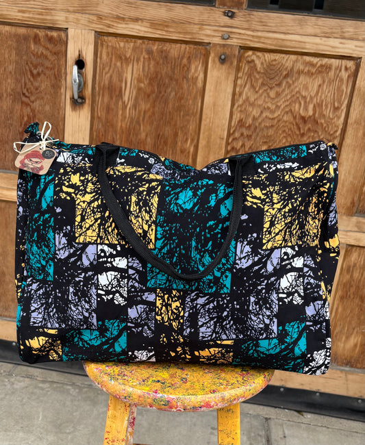 Duffel Bag: African Wax Cloth Patterned Overnighter