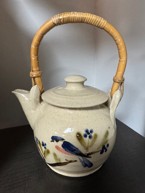 Tea Pot: Locally Made Clay Tea Pot w/Bamboo Handle