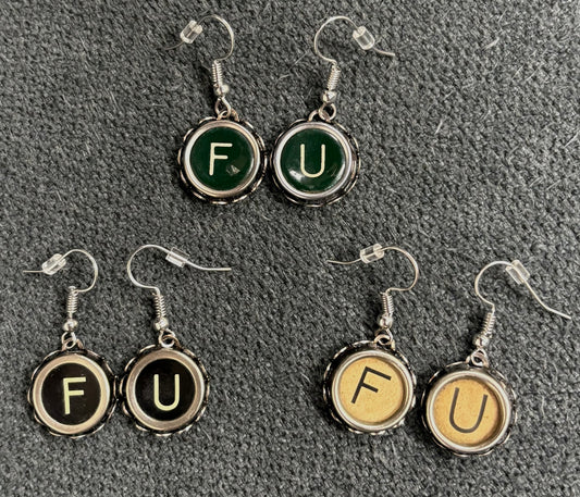 Earrings: Typewriter F.U. Dangles (Three Colors)