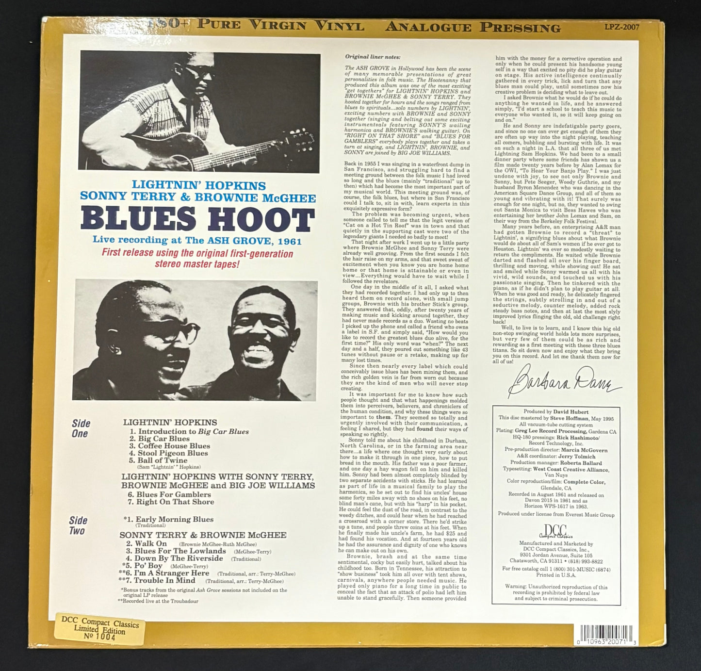 Lightnin’ Hopkins, Brownie McGhee and Sonny Terry - Blues Hoot Live Recording At The Ash Grove (JH)