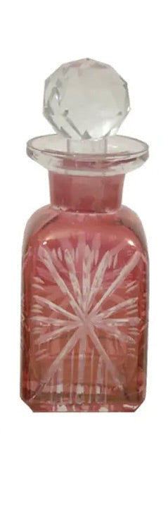 Victorian Hand-Cut Rose Glass Perfume Bottle
