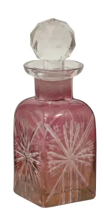 Victorian Hand-Cut Rose Glass Perfume Bottle