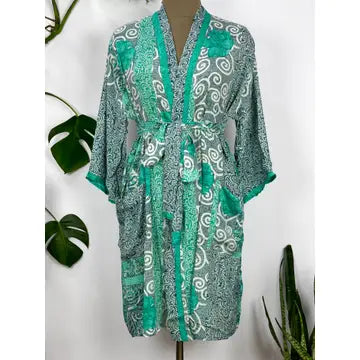 Robes: Up-Cycled Silk Short Kimono