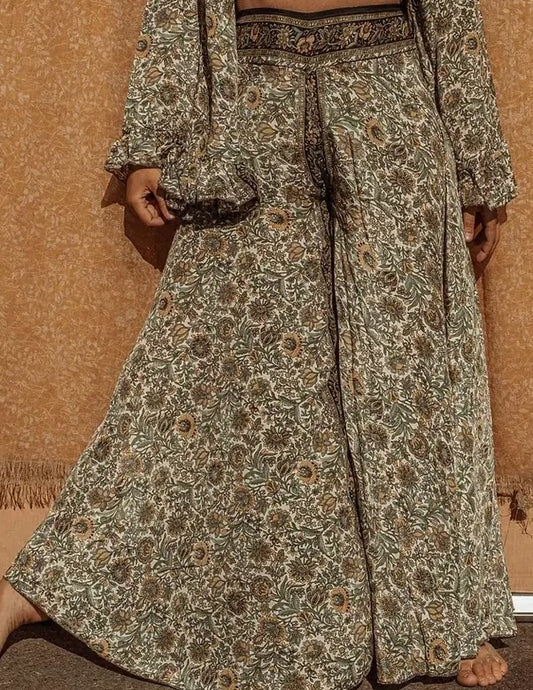 Pants: Boho Silk Bell Bottoms