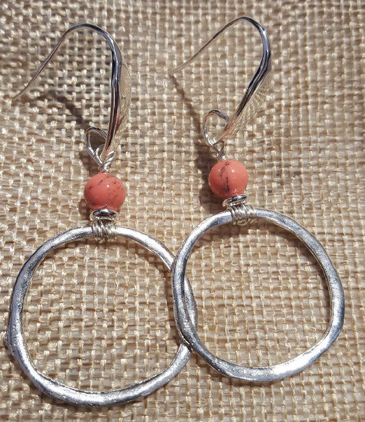 Earrings: Lil' Coral Stone