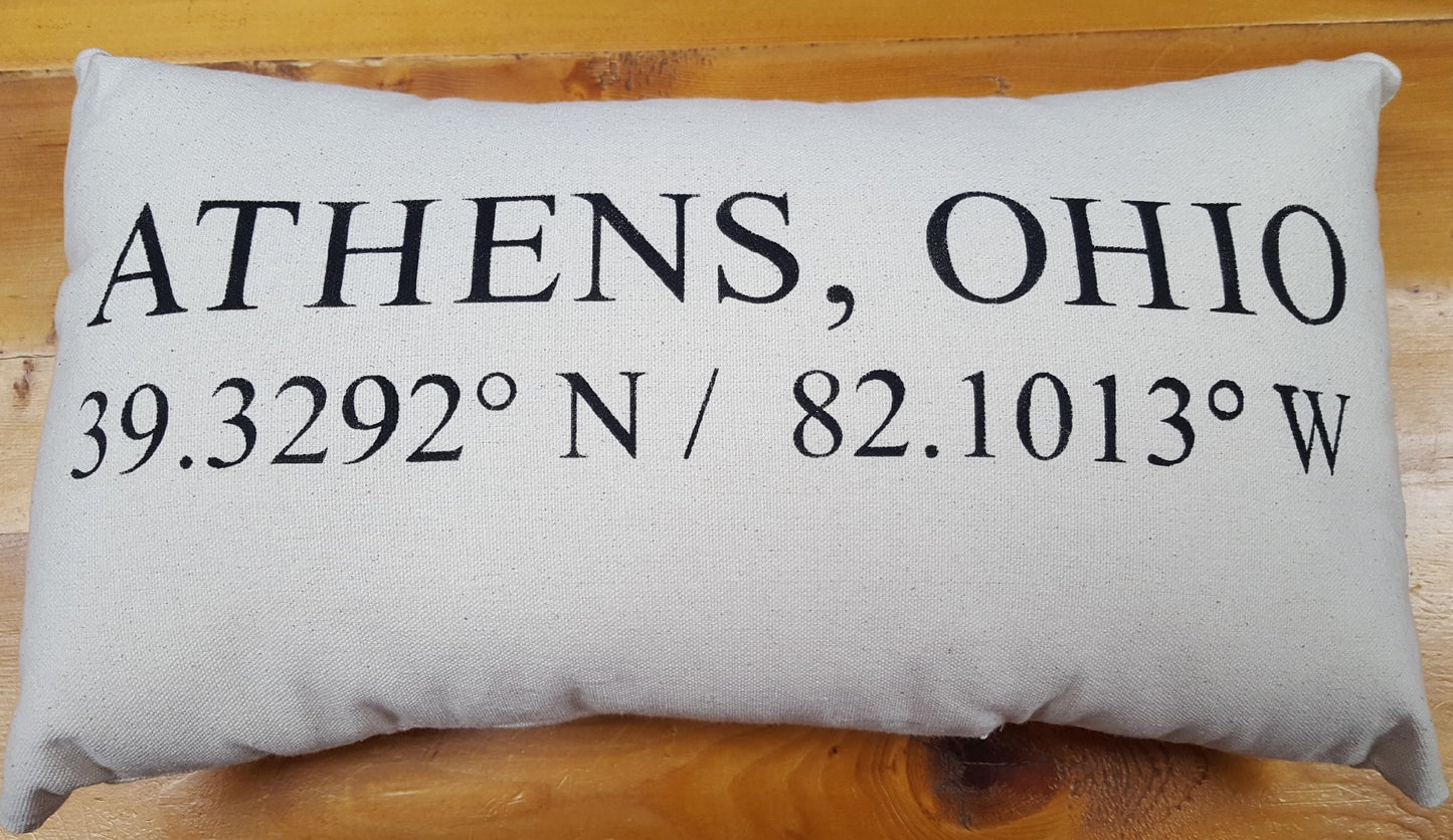 Pillow: GPS Coordinates - Athens, OH