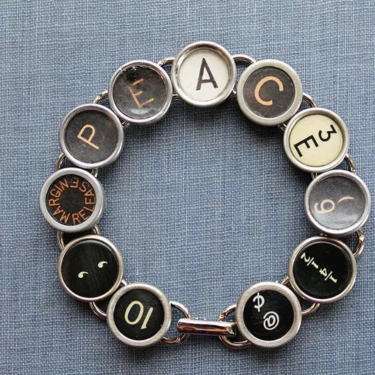 Bracelet: Vintage Typewriter Key (Various Designs)