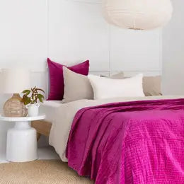 Bedspread: Velvet Kantha Boho Cotton - Pink