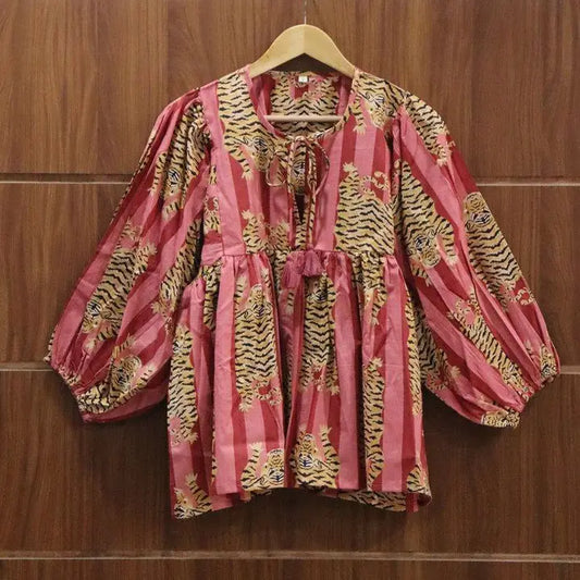 Blouse: 100% Cotton Tiger Print