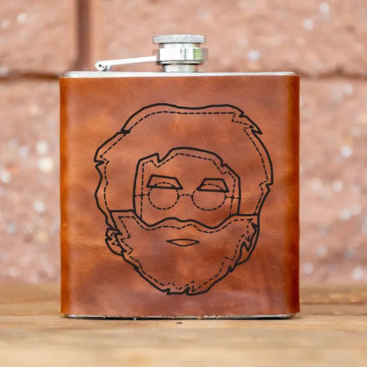 Flask: Leather Sleeve Jerry Garcia