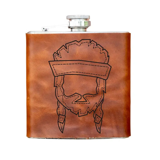 Flask: Leather Sleeve Willie Nelson