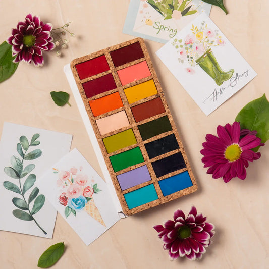 Watercolor Paint Pan with Cork Base