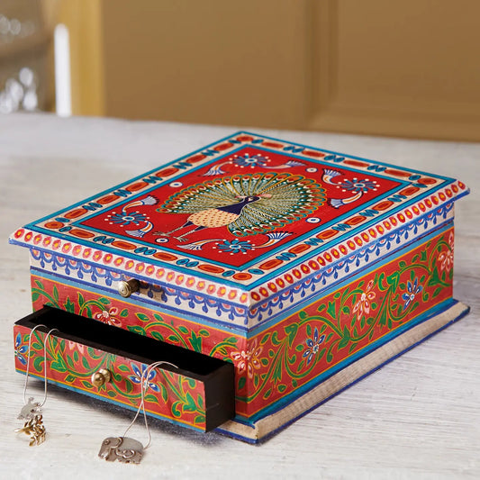 Jewelry Box: Hand Painted Peacock