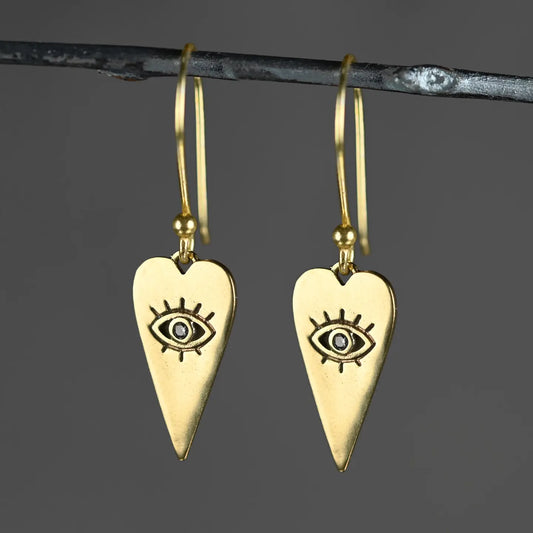 Earrings: Heart Eye Of Protection