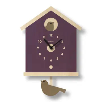 Clock: Purple Birdhouse Pendulum Clock
