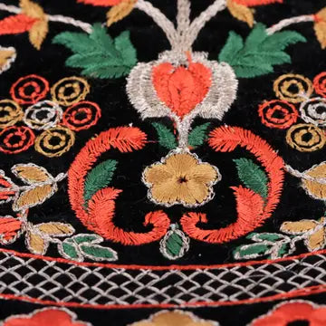 Handbag: Embroidered Faux Velvet