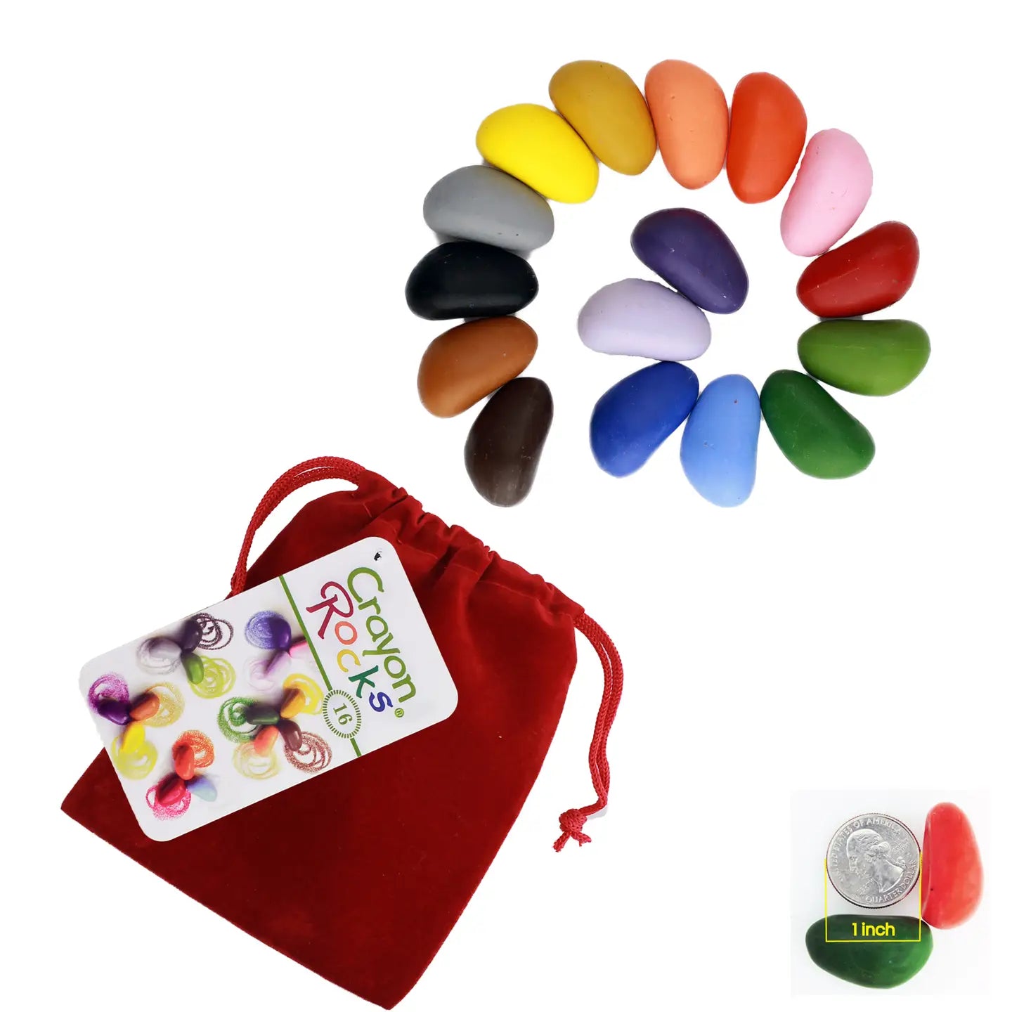 Crayon Rocks: 16 in Red Velvet Bag