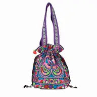 Embroidered Drawstring Tote Bag (Various Colors/Designs)
