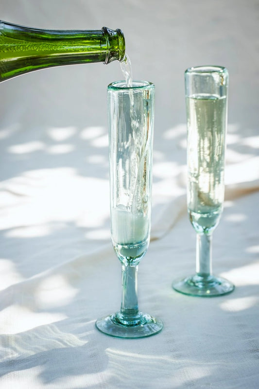 Glasses: Handblown Champagne Flutes