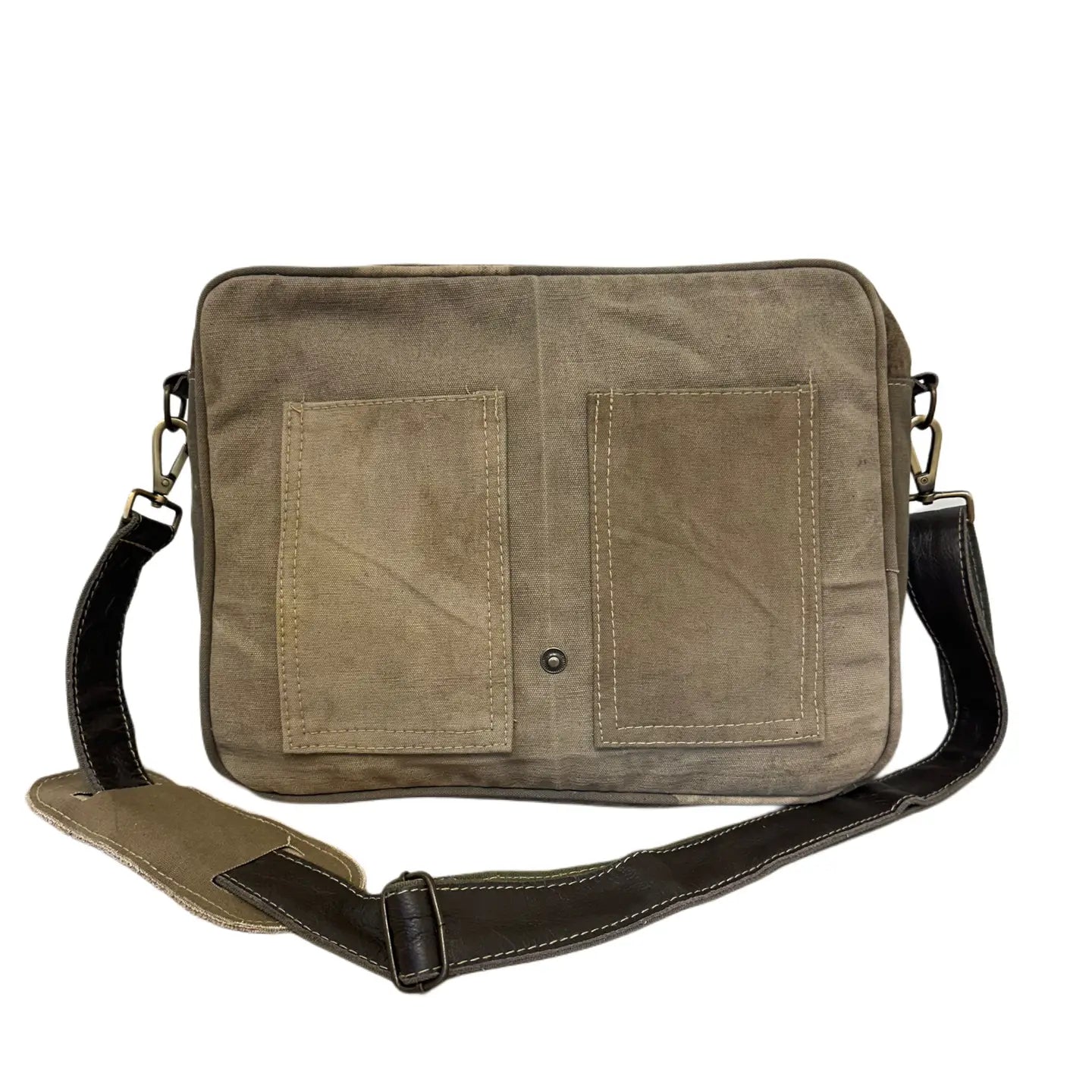 Messenger Bag: Recycled Military Tent/Leather