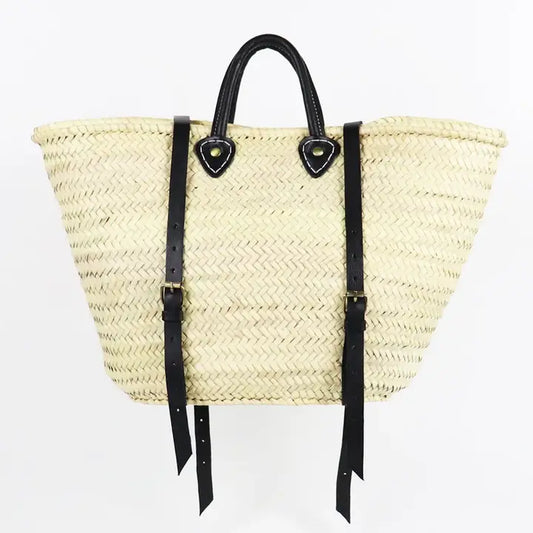 Basket: Straw Handmade Leather, French Market Backpack