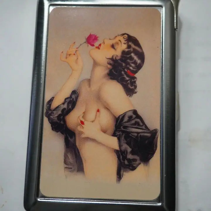 Cigarette Case with Lighter: Deco Pinup