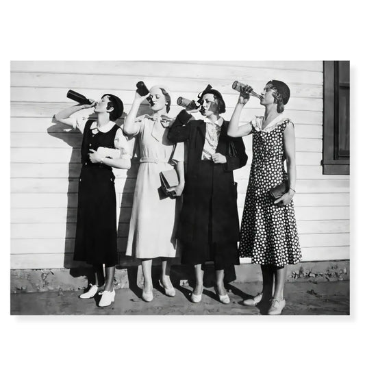Art Print: B&W Drinking Ladies (Framed)