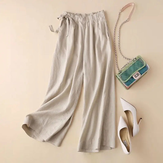 Pants: Cotton and Linen Cropped