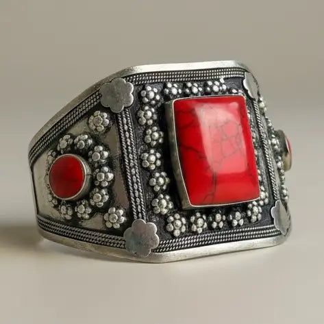 Bracelet: Afghan Kuchi Coral Cuff