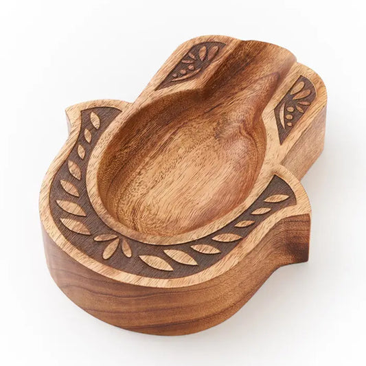 Spoon Rest: Mango Wood Hamsa